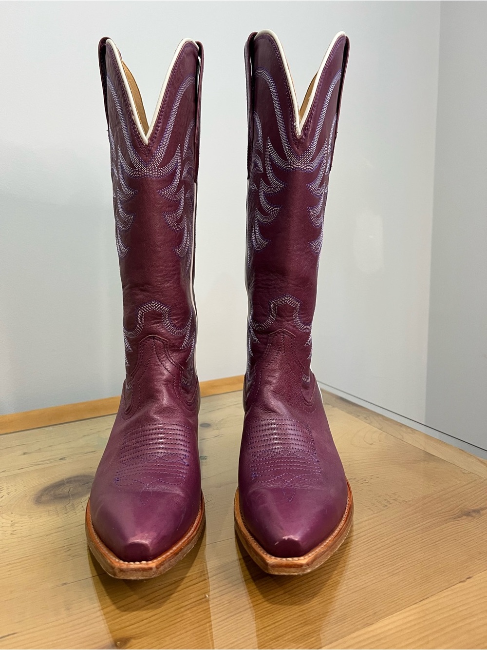 Tecovas annie violet Leather Western Knee-High Heeled Boots